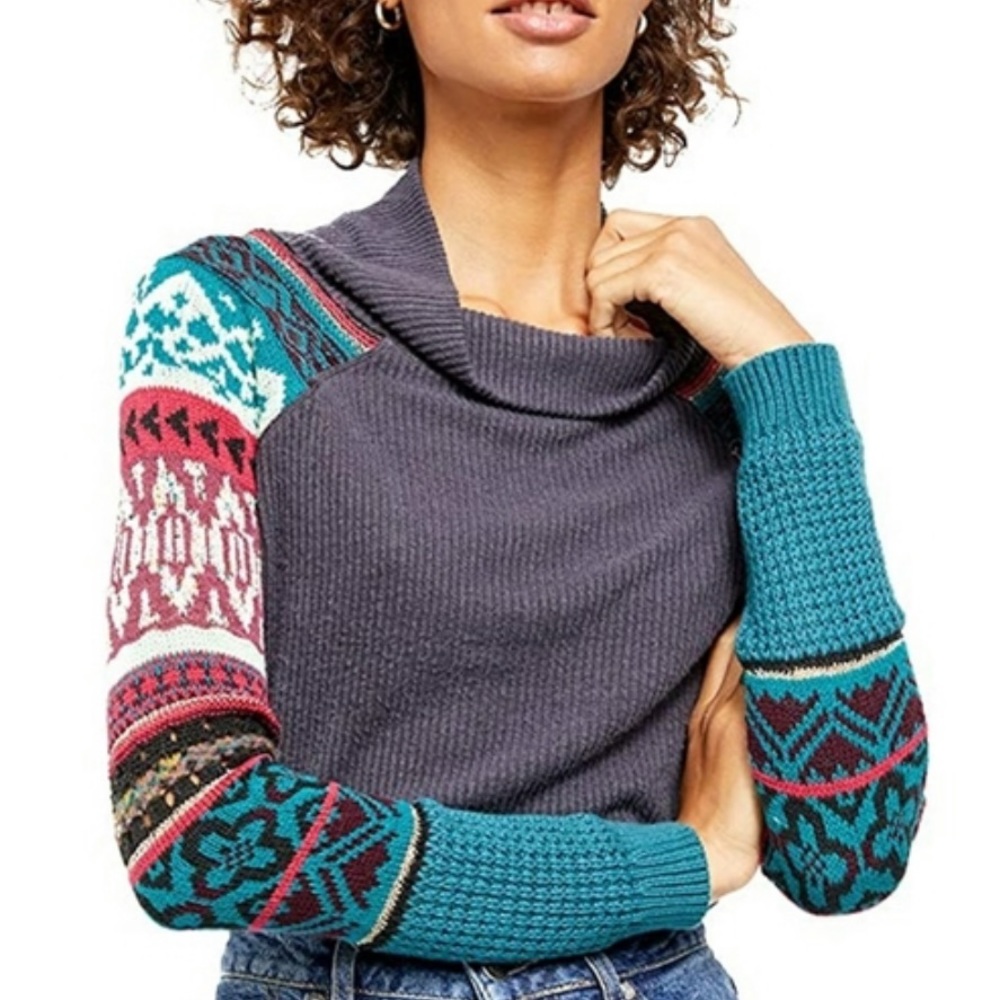 Free People Prism Swit Knit Cowl Neck Top